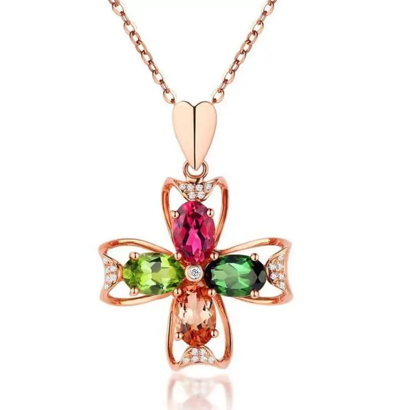 

Everoyal Fashion Crystal Cross Pendant Necklace For Women Jewelry Cute Flower Lady Silver 925 Necklace Girls Choker Accessories