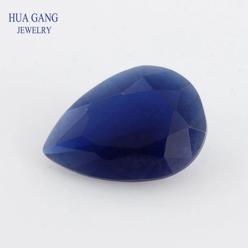 

2x3~13x18mm Blue Color Matte Bottom Pear Shape Loose Glass Beads Synthetic Gems For Jewelry Wholesale Free Shipping