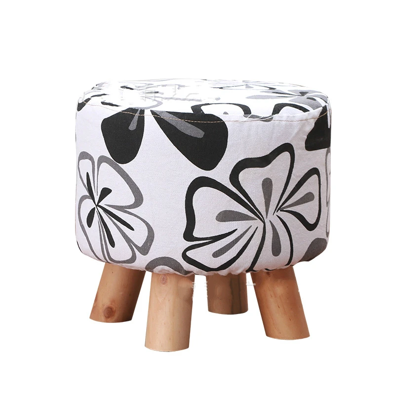 

Solid Wood Change Shoe Bench Household Living Room Sofa Stool Multi-function Footrest Washable Cloth Seat Non-slip Wooden Stool