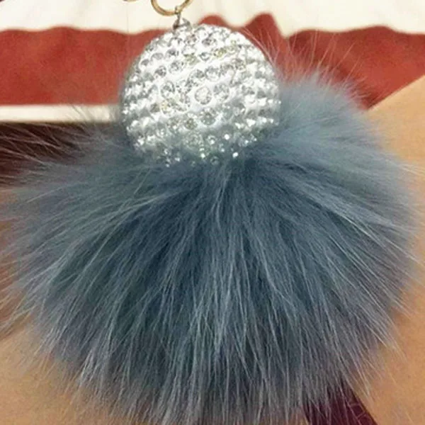 Felyskep Hot Sale Real Fox Fur Ball Key chain Pom Plush Chain Ring for Women bag 019WA | Украшения и аксессуары