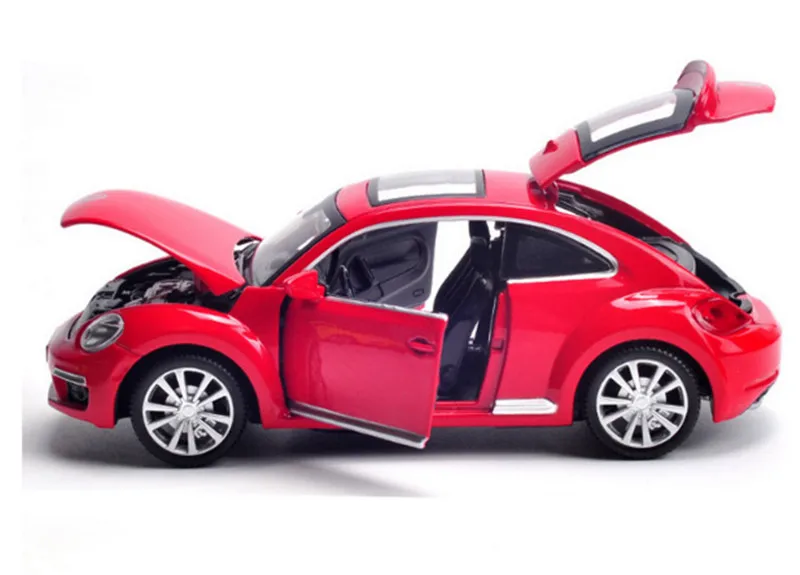 Красный Двойные лошади, 1:32,, Volkswagen Beetle, литая под давлением модель автомобиля, игрушка, модель автомобиля, электронная машина, детские игрушки, подарок - Цвет: Красный