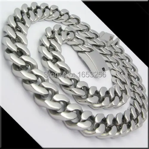

High Polished Heavy Chunky Stainless Steel Biker Chain Cuban Link Necklace 20mm 28'' for Men's Gifts