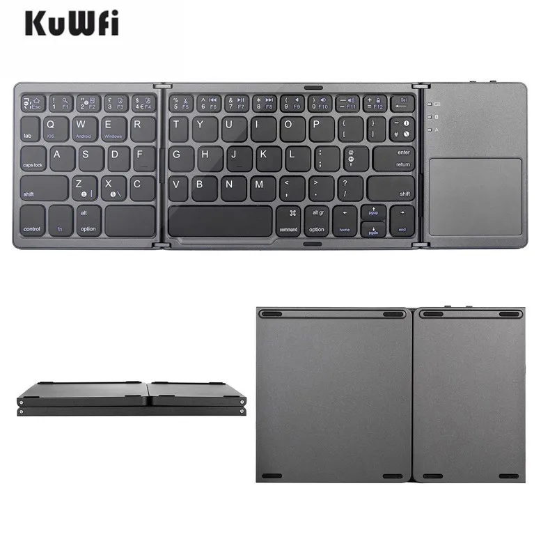KuWfi двухместная Складная Bluetooth клавиатура Мини Портативная Беспроводная