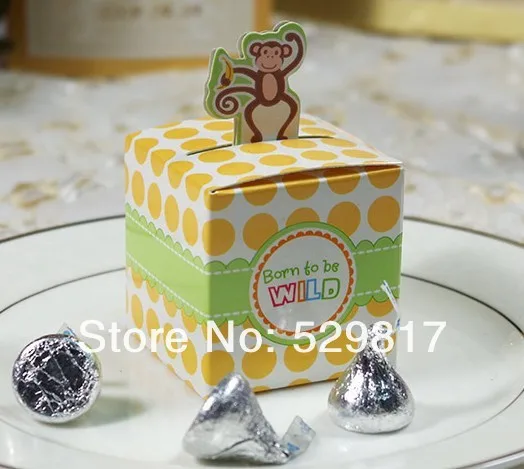 Free shipping 50pcs/lot Giraffe/elephant/monkey/tiger animals Candy Box Baby Shower favors Birthday Party Boxes wedding box | Дом и сад