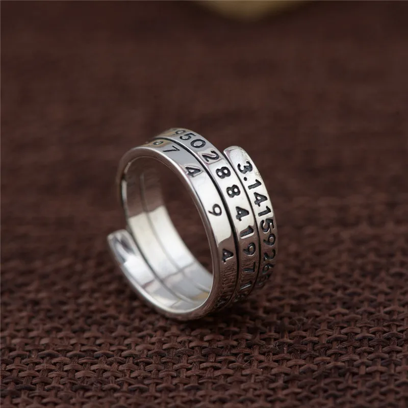 BESTLYBUY 100% Настоящее серебро 925 пробы ювелирные изделия Ретро стиль цифровое кольцо