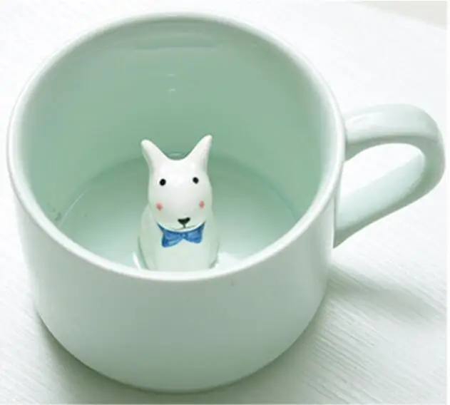 Dog Креативный 230 мл 3D kawaii мультфильм животных Керамическая молочная чашка Милая панда кофейная кружка подарок на день рождения - Цвет: Dog
