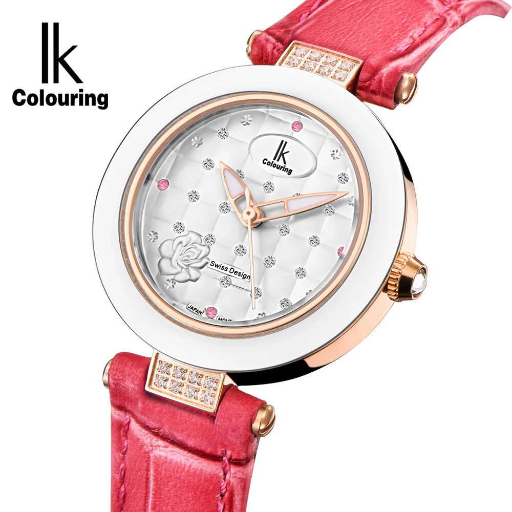 Женские кварцевые часы IK водонепроницаемые со стразами и шипами 10ATM|mujer|mujer reloj |