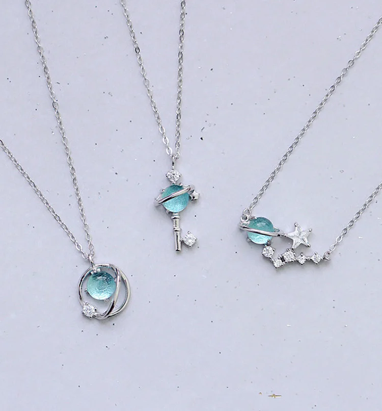 Высококачественный серебряный цвет вселенная планета Подвеска Ожерелье