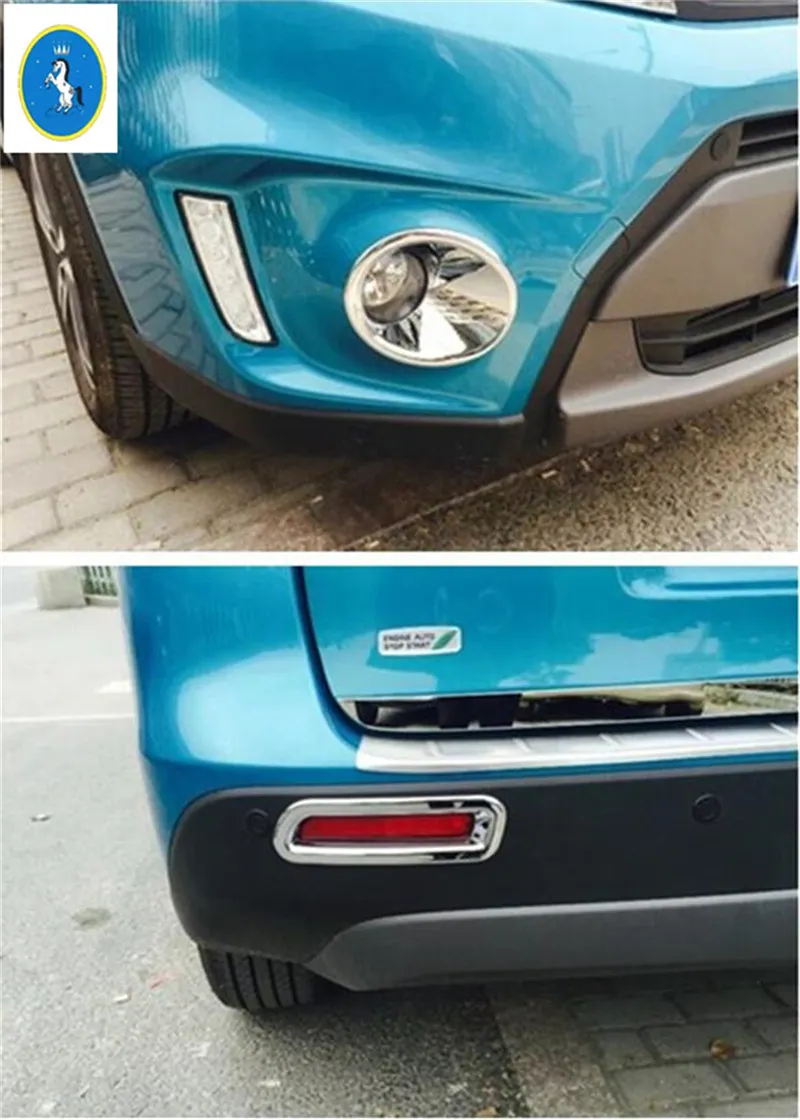 Model C Yimaautotrims Хромированная передняя головка+ задние противотуманные фары лампа молдинг гарнир крышка отделка Подходит для Suzuki Vitara Escudo- ABS - Цвет: Model C
