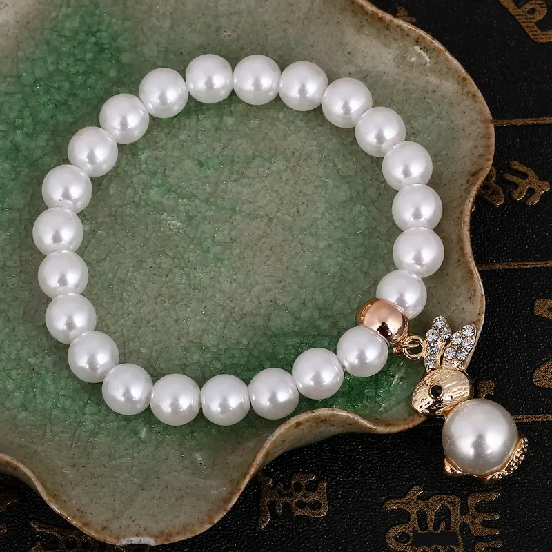 Красивый браслет с подвеской в виде кролика для девочек роскошный