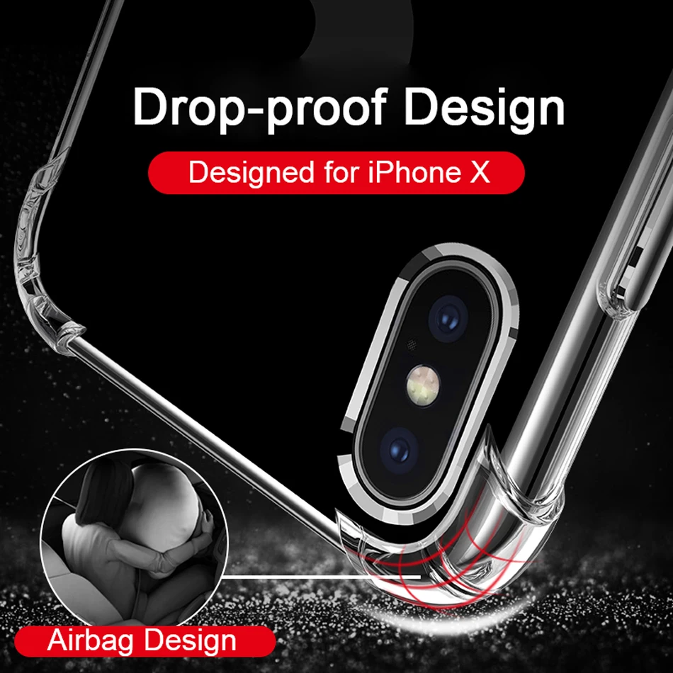KOLPLER Airbag тонкий мягкий ТПУ прозрачный чехол для телефона Apple iphone X iPhone кристально