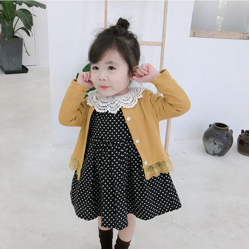 Toddler Baby Girls Princess Dress 0-4Yrs Kids Flower Lace Doll Collar Cute Vestido Infant Black Dot Ball Gown For Party Birthday | Детская