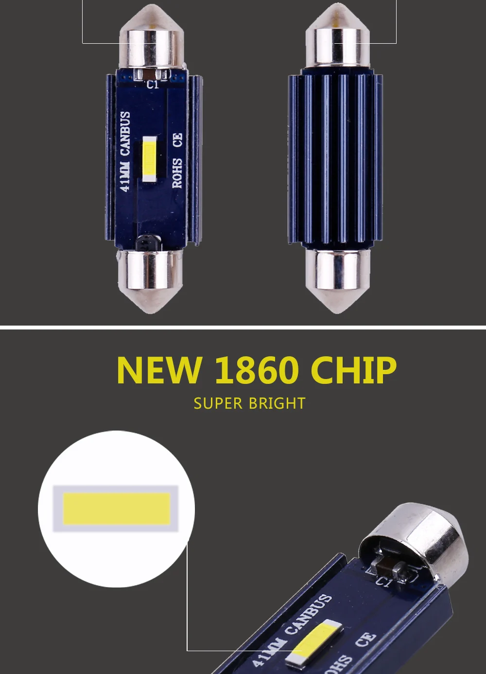 1 шт., CANBUS c5w светодиодный 31 мм 36 мм 39 мм 41 мм 1SMD 1860 чип, светодиодный лампочка, автомобильный купольный светильник Canbus, без ошибок, автомобильная внутренняя лампа для чтения