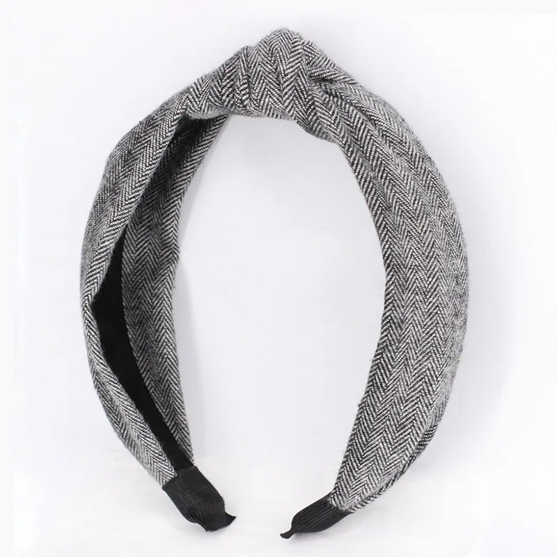 light gray Корейская елочка ткань лента для волос с бантиком дамы зимний для волос аксессуары мода не скользит оставаться на завязанном ободке для волос для женщин - Цвет: light gray