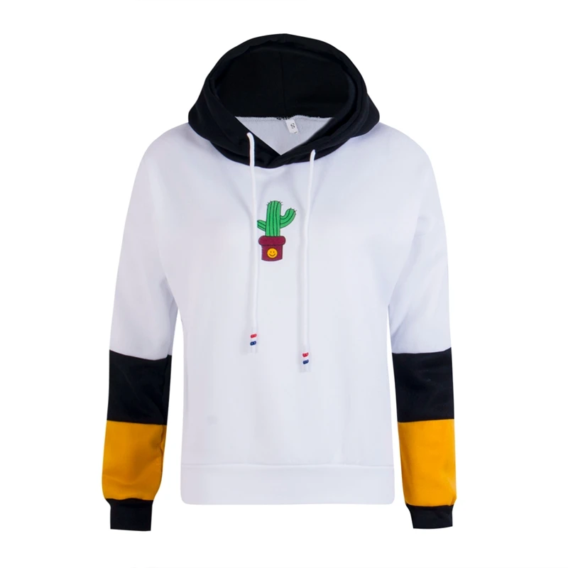 Новинка 2017 Повседневная Женская толстовка кактус джемпер пуловер с капюшоном