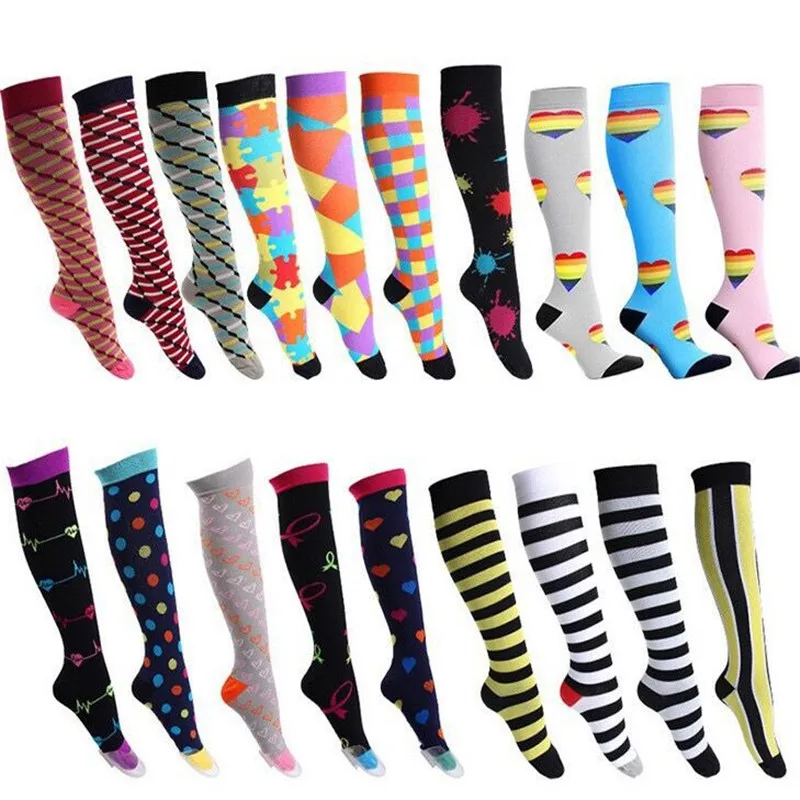 Electrocardiogram Dot Fitness Design Women Support Compression Socks Loving Breathable Quick Dry | Женская одежда