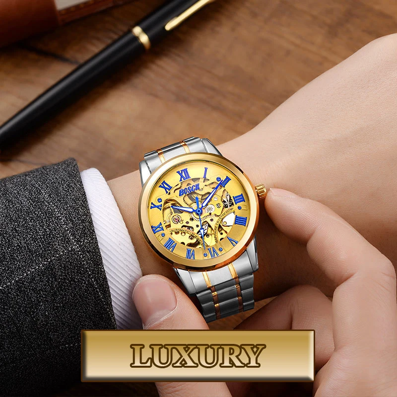 BOSCK Мужские автоматические механические часы Для мужчин брендовые роскошные