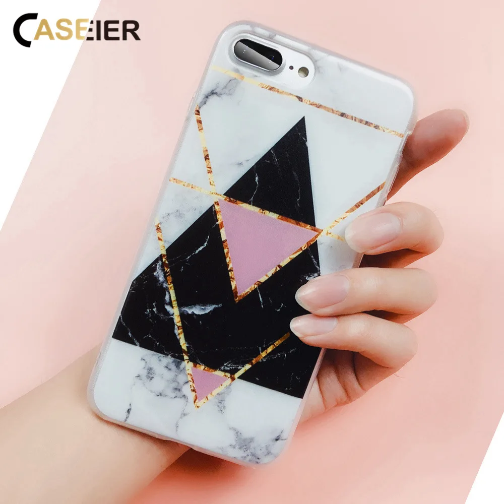CASEIER чехол для телефона iPhone 7 8 Plus роскошные мраморные камни силиконовые чехлы X 5 5S