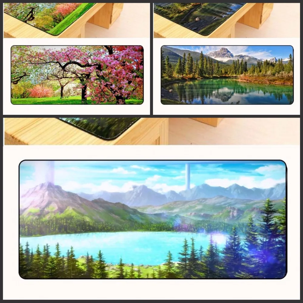 Большой игровой коврик для мыши Yuzuoan Flower Forest Landscape 700*300*3 высокое качество