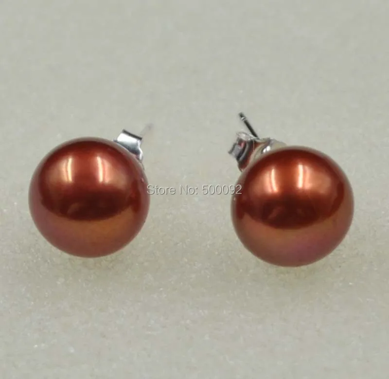 Серьги гвоздики Gennuine из серебра 9 мм с пресноводным жемчугом|earring sterling silver|silver