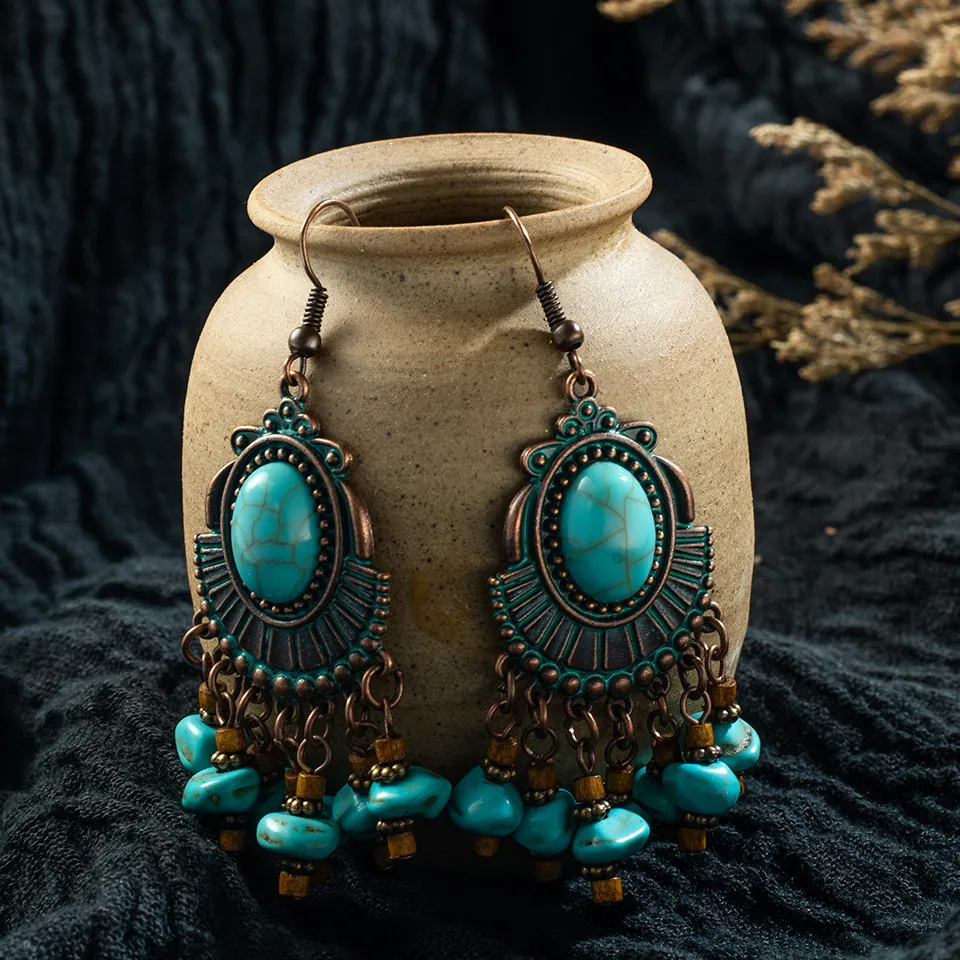 Чешские 10 Стиль Серьги Заявление Ювелирные Камни Акриловые Серебро Кисточкой