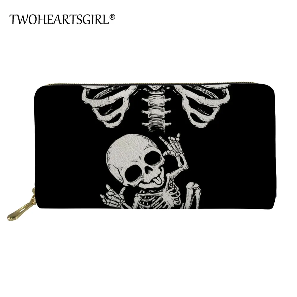 

Женский кошелек twoheart sgirl, новинка, кошелек с мексиканским черепом на Хэллоуин, Женский держатель для карт, клатч, сумка из искусственной кожи...