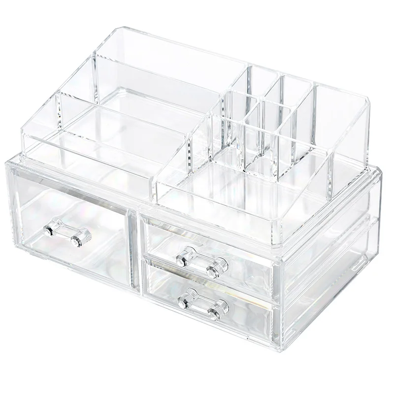 C227-3 C226 set ANFEI акриловая коробка для макияжа большая коробка для хранения макияжа высокого качества PS пластиковый органайзер для косметики коробка с ящиком C227-3 - Цвет: C227-3 C226 set