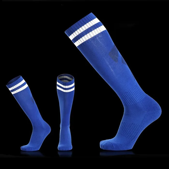 blue socks Высокое качество, футбол, футбольный носок, мужские, детские, для мальчиков, спортивные, длинные, махровые носки, баскетбольные, medias de futbol, для велоспорта, плотные, Нескользящие - Цвет: blue socks