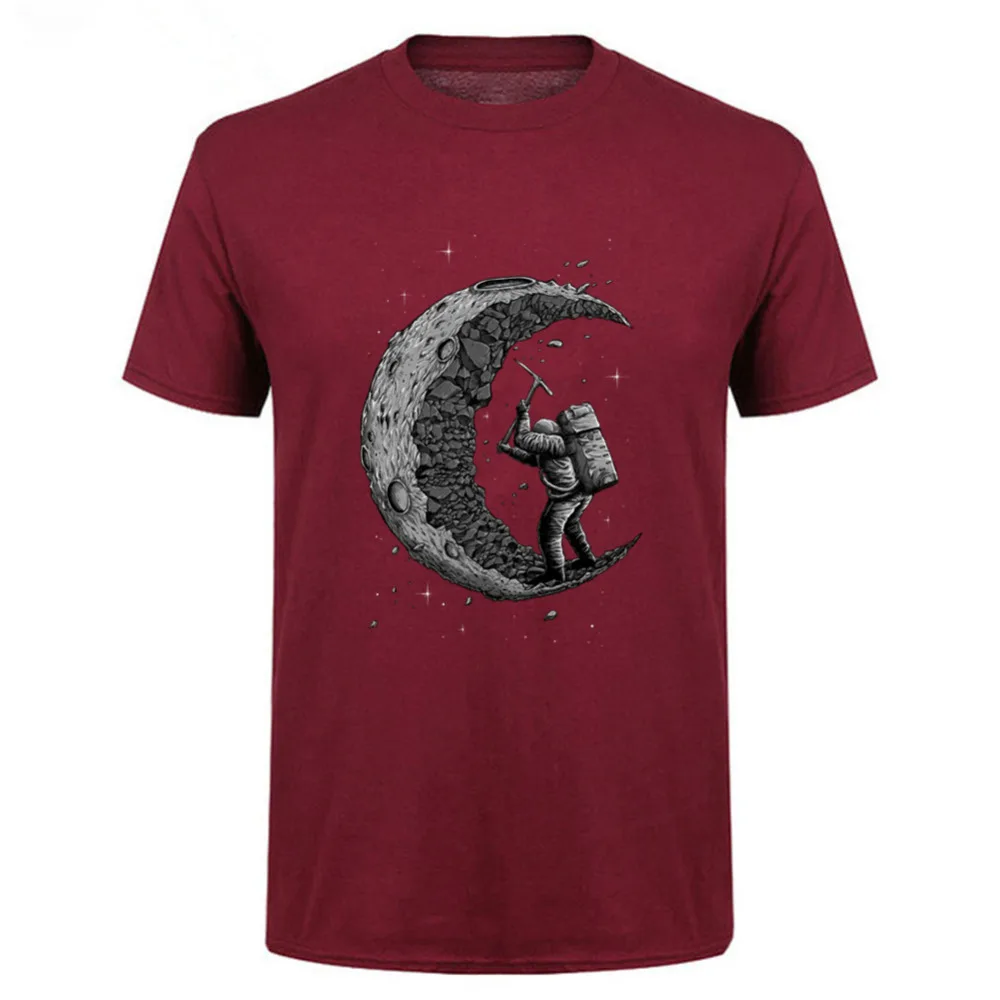Мужские футболки с принтом копающая Луна модные хипстерские креативного дизайна