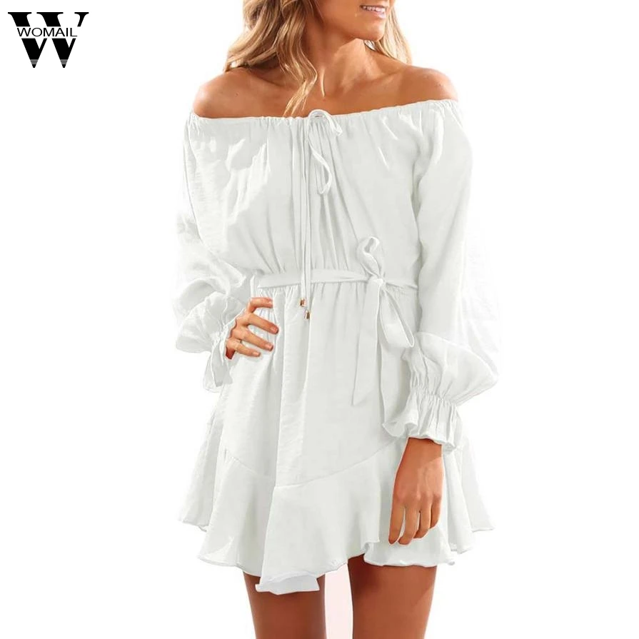 Женское платье с открытыми плечами вечернее мини длинным рукавом Aug9 2017|mini dress|dress