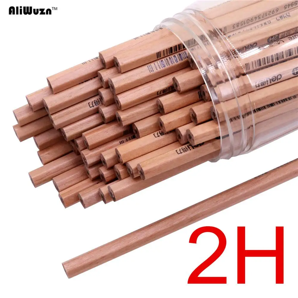 2H 50 pcs 50 шт. HB/2B/2 H плотник карандаш заправка черный круглый пластиковый ведро посылка для рисования профессиональный художественный карандаш - Цвет: 2H 50 pcs