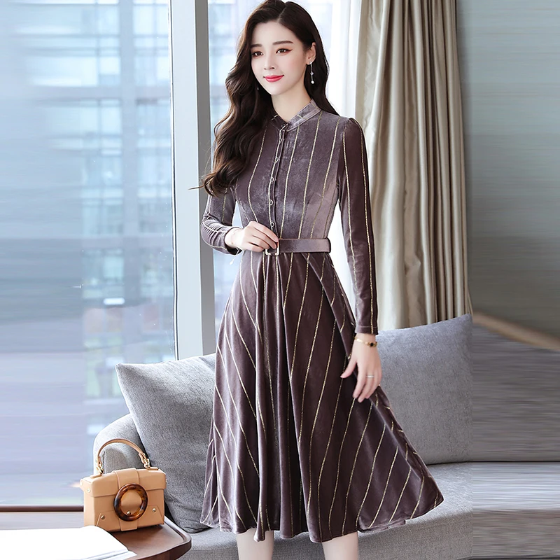 Новинка 2018 женские элегантные вечерние платья с длинным рукавом зимнее женское