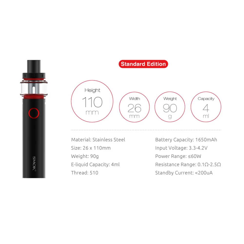 Оригинальная ручка SMOK Vape 22 Light Edition 1650mah батарея электронная сигарета испаритель с