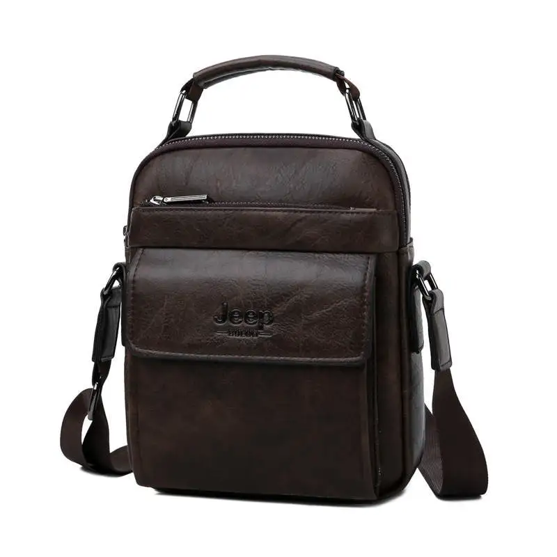 8805-Brown Мужские сумки на плечо jeep buluo, комплект, оранжевая сумка для документов и кошелек, из спилковой кожи, переносная сумка, сумка на плечевом ремне, все сезоны - Цвет: 8805-Brown