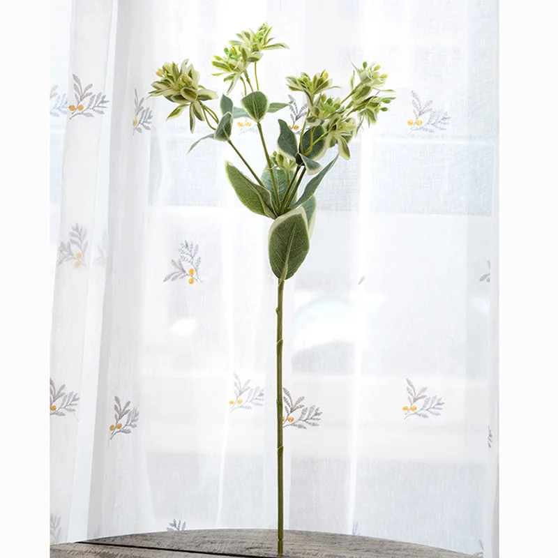 Искусственный Зеленый альпийский снег Шелковый цветок ветка для дома свадьбы