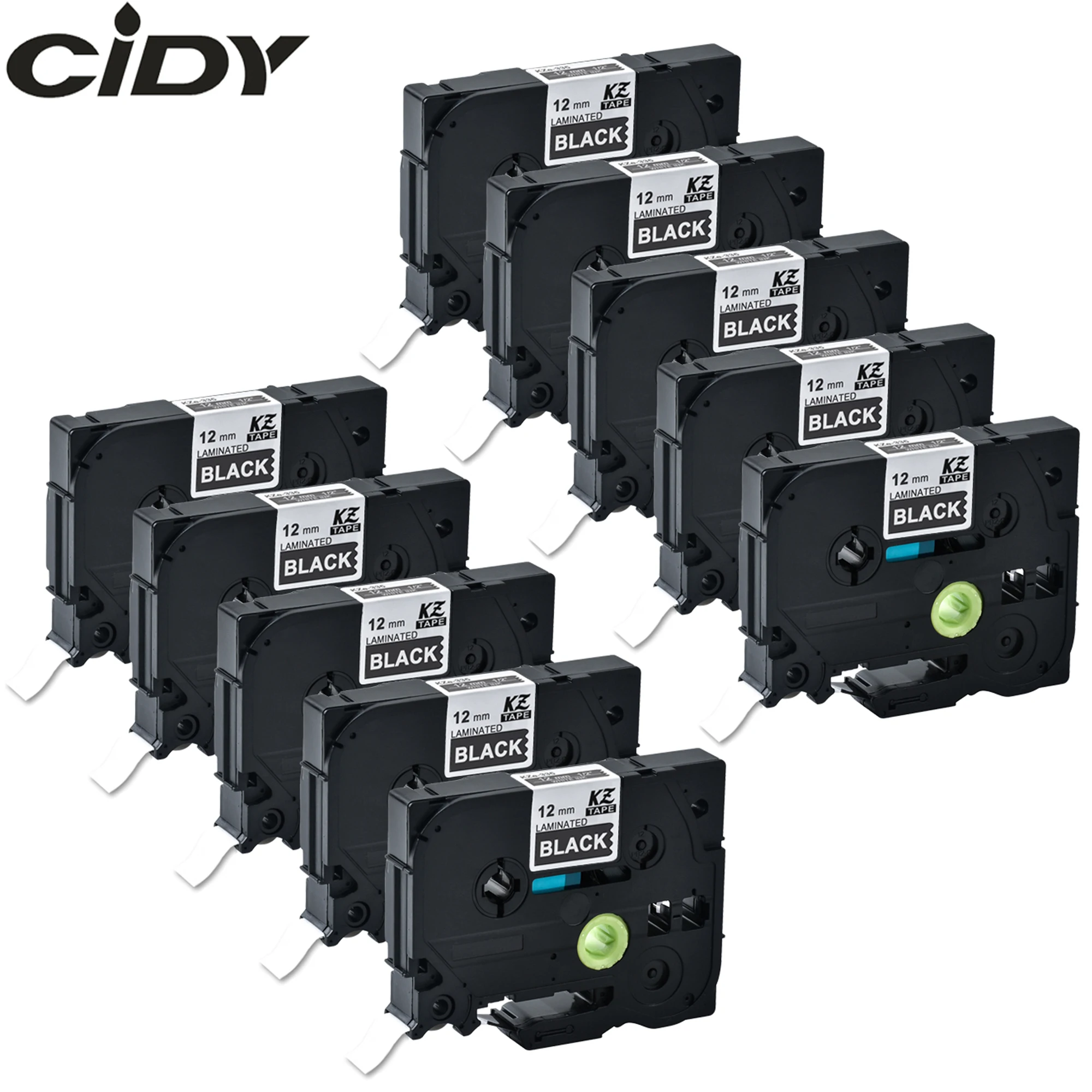 

CIDY 10 шт. 12 мм белый на черном TZe335 tze 335 TZE-335 tz335 tz 335 для p touch совместимый brother label maker ламинированная пленка tz