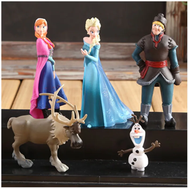 frozen 5pcs Disney Frozen 5 шт. Анна Эльза Кристофф Свен Олаф ПВХ Фигурки Модели кукол коллекция подарок на день рождения Детские игрушки - Цвет: frozen 5pcs