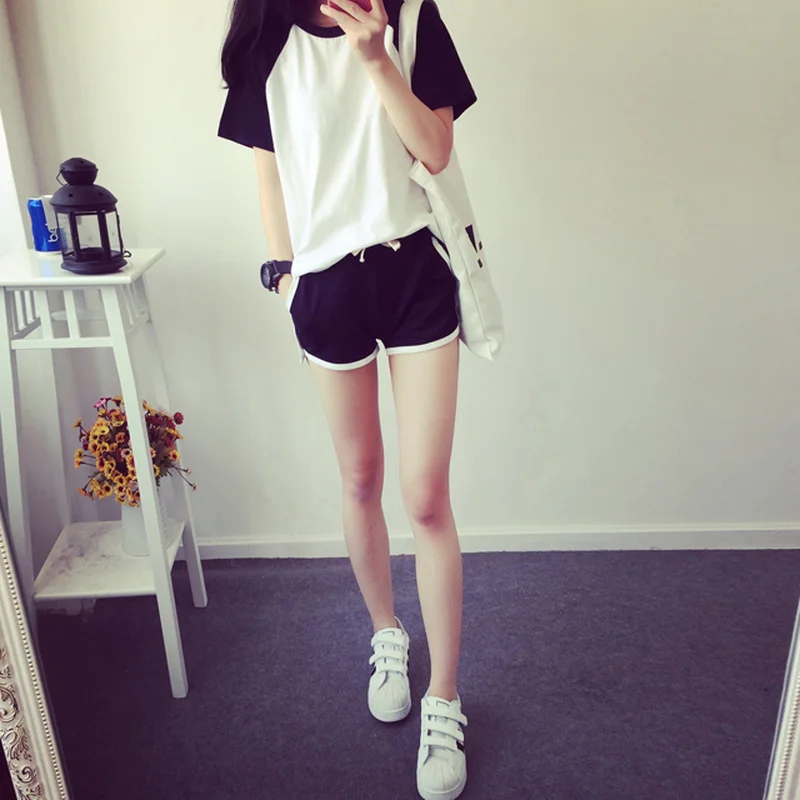 Летний Повседневный Модный комплект с рукавами на плече спортивной одежды для