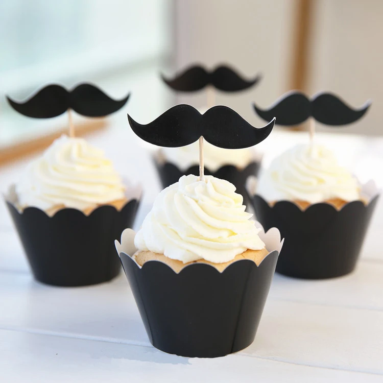 Обертки для капкейков Little man украшение на день рождения детей 12 оберток + вставных