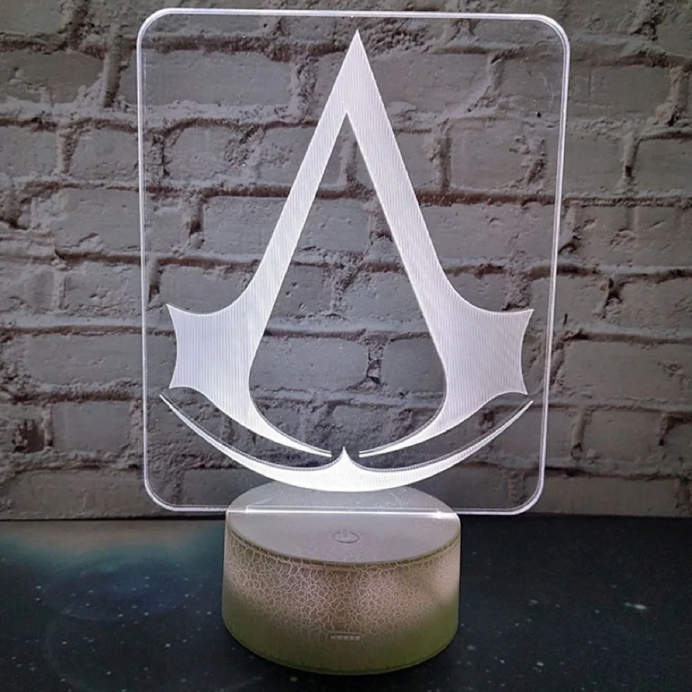 3d светодиодный Ночной светильник с логотипом игры Assassins Creed, Ночной светильник, подарок для детей, декор для спальни, меняющий цвет, для детского кабинета, 3d лампа