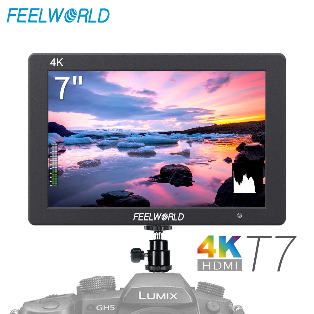 Feelworld T7 4 K монитор " монитор 1920x1200 HDMI на Камера полевой монитор видео для цифровых зеркальных фотокамер Canon Nikon sony Камера мониторинга - Цвет: Черный