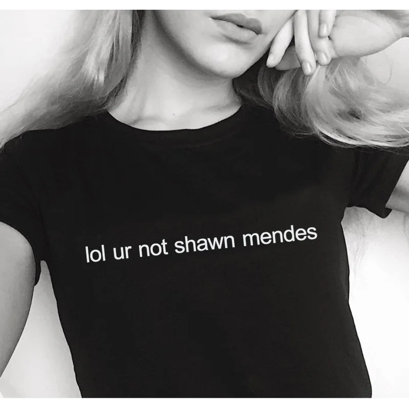 Повседневная футболка для мальчиков и девочек Lol Ur Not Shawn Mendes размера плюс Camisetas Mujer