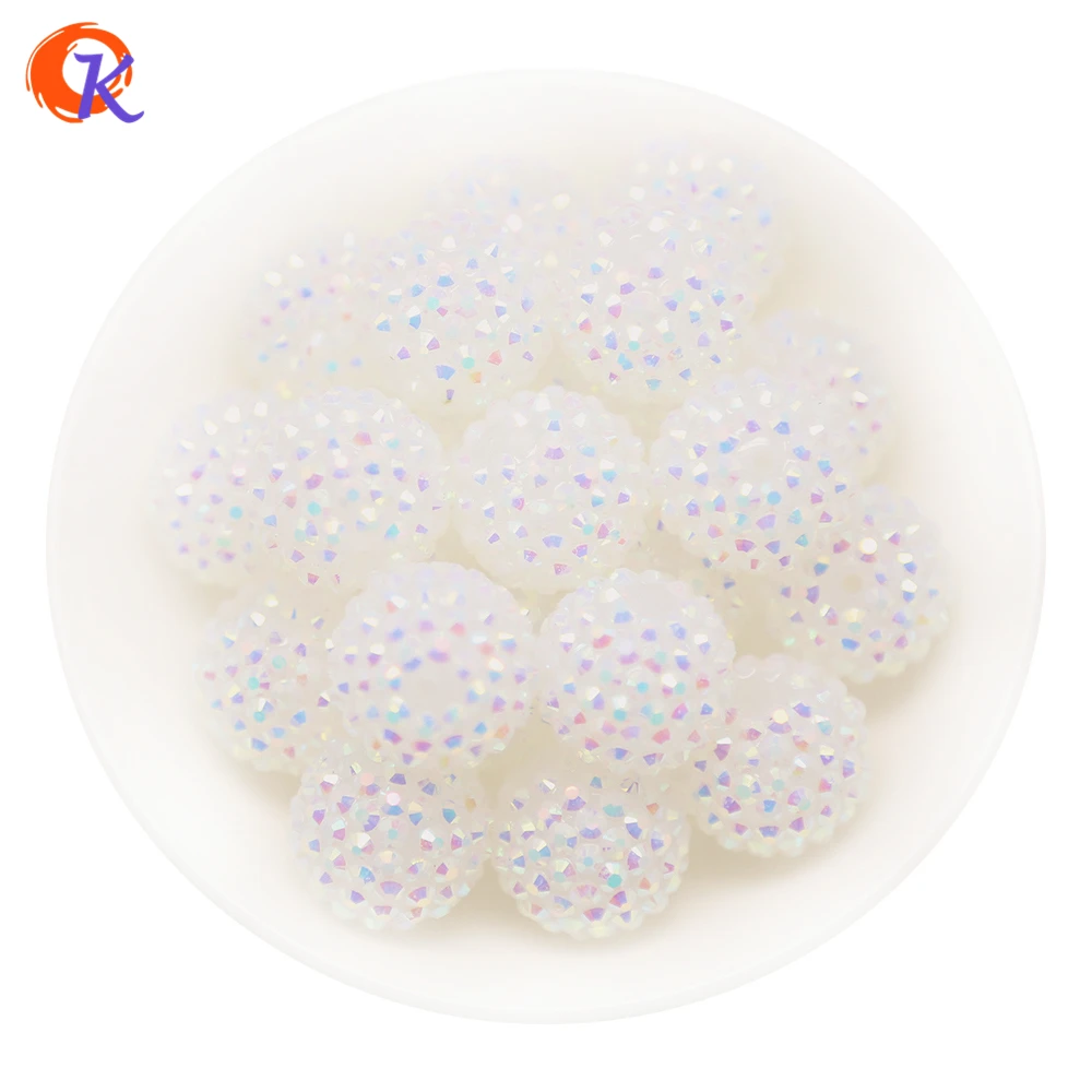 Прозрачные белые крупные бусины из смолы R12 Cordial Design 20 мм 100 шт./лот для