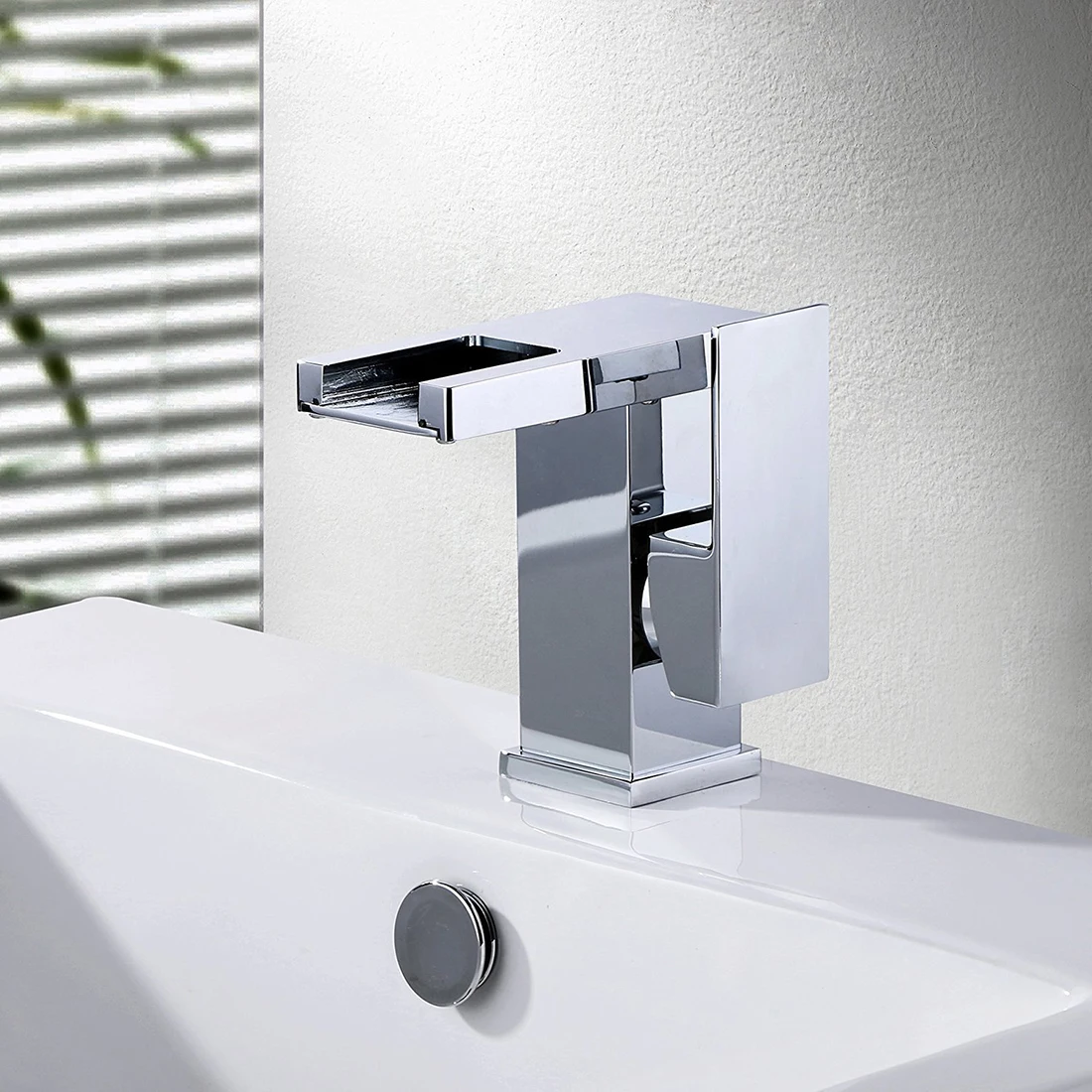 Promotion! Chrome Finished Basin Sink Mixer Tap Bathroom Kitchen Waterfall Faucet with LED Color Changing Light |