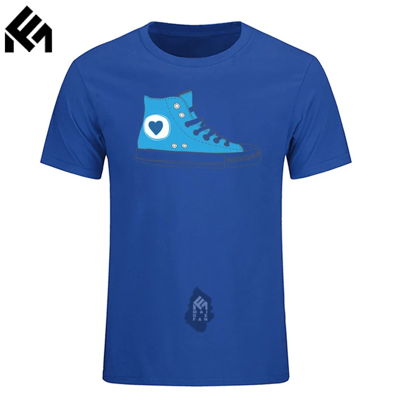 Уникальные футболки с круглым вырезом синий парусиновая обувь короткий рукав 100%