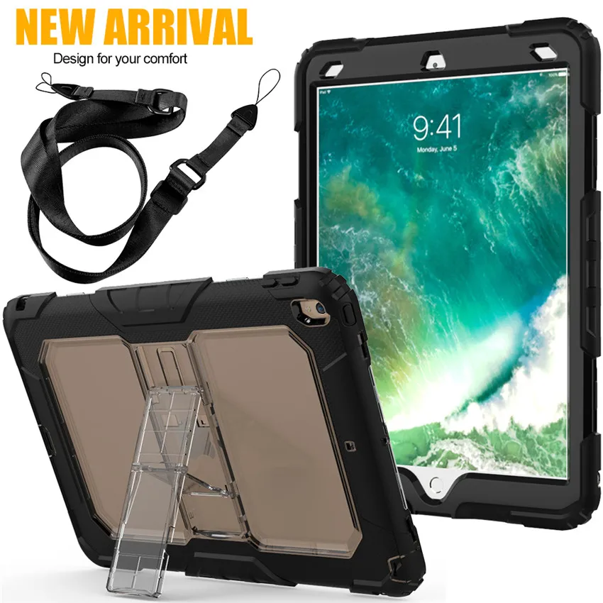 Для ipad Air 3 Крышка для ipad Pro 10,5 дети Безопасный противоударный Heavy Duty Силикон+ PC подставка чехол w/запястье+ плечевой ремень