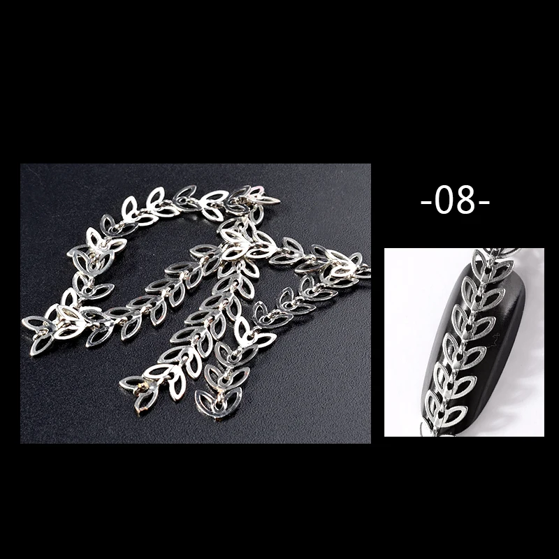 Металлические цепочки для дизайна ногтей золотистые/Серебристые украшения в