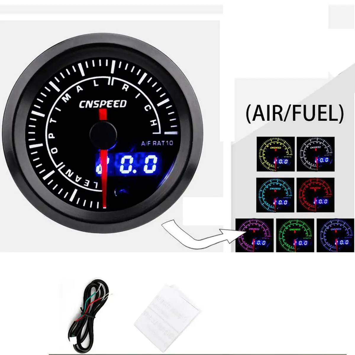 Air Fuel 7 цветов Высокая точность гоночные автомобильные датчики набор аналоговый и цифровой 52 мм светодиодный турбо Boost/Температура масла/Тахометр/EGT Температура выхлопа датчик - Цвет: Air Fuel