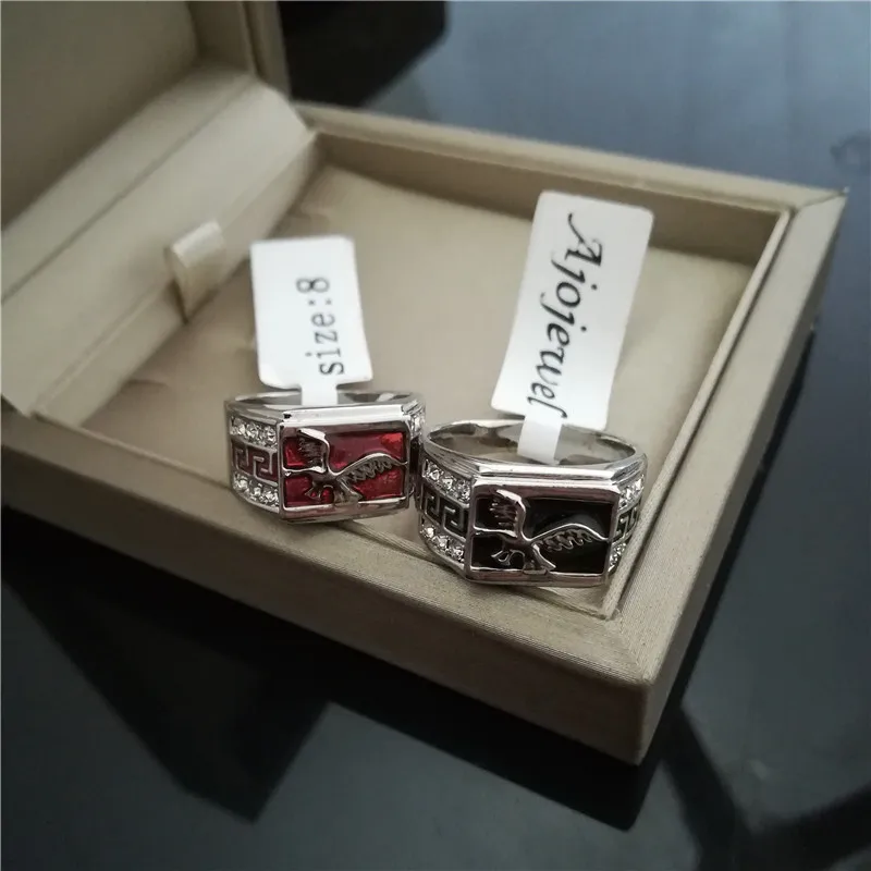 Size 7-9 Enamel Red Black Eagle Ring Rhinestone Fashion Jewelry High Quality | Украшения и аксессуары