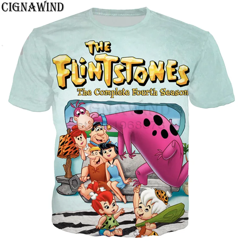 Забавный мультфильм Jetsons Meet The Flintstones Футболка Мужская/Женская Футболки с 3D-принтом Harajuku стиль футболка уличная топы